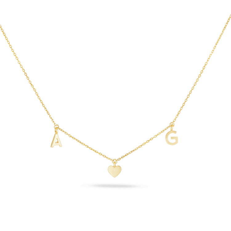 Stone and Strand 14K Yellow Gold I Heart U Initial Necklace Image