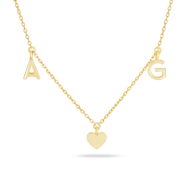 I Heart U Initial Necklace