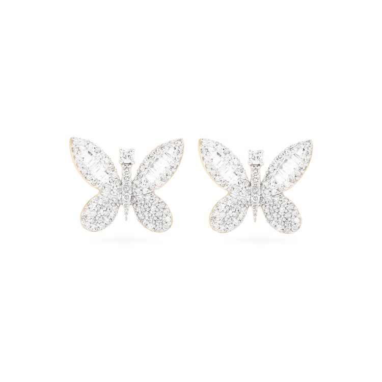 Stone and Strand 10K Yellow Gold Jumbo Butterfly Diamond Studs Front Image