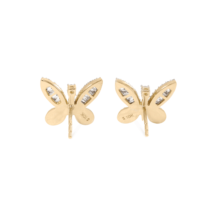 Stone and Strand 10K Yellow Gold Jumbo Butterfly Diamond Studs Rear Image