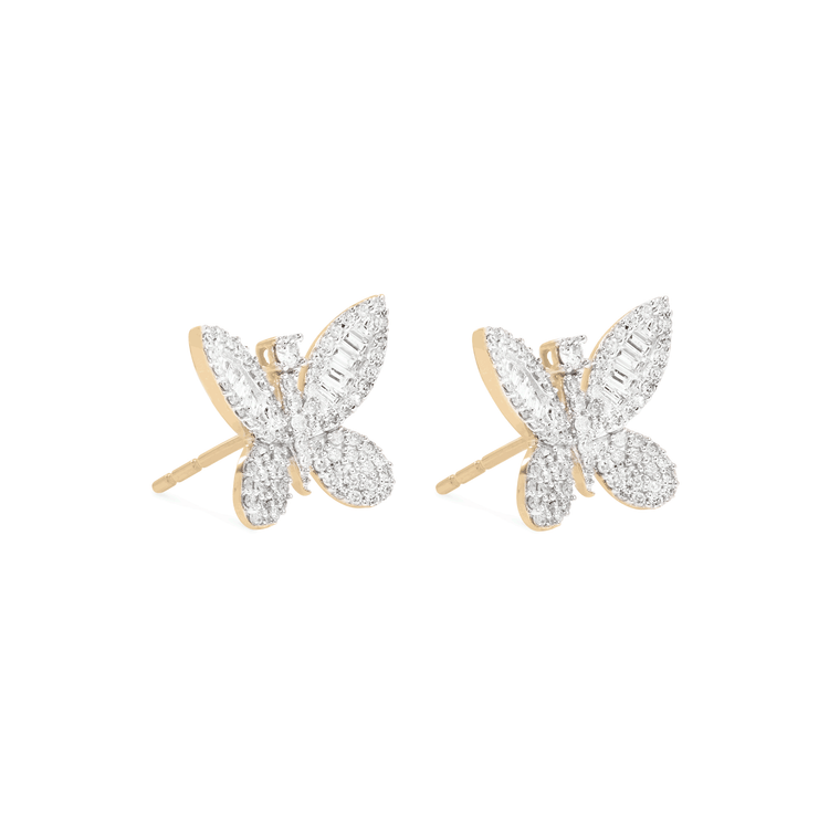 Stone and Strand 10K Yellow Gold Jumbo Butterfly Diamond Studs Side Image
