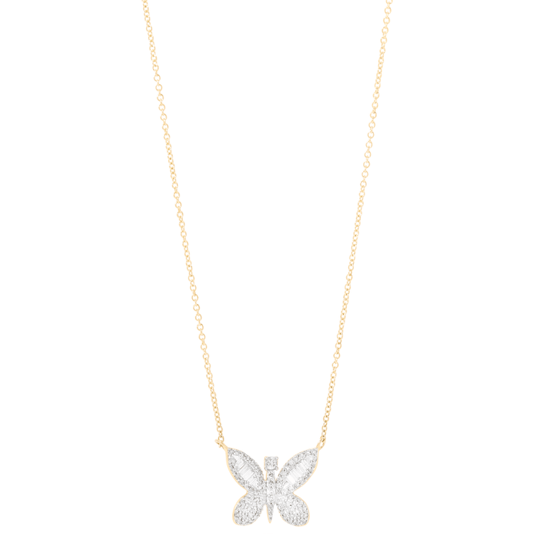 Stone and Strand 10K Yellow Gold Jumbo Butterfly Diamond Necklace Front Image