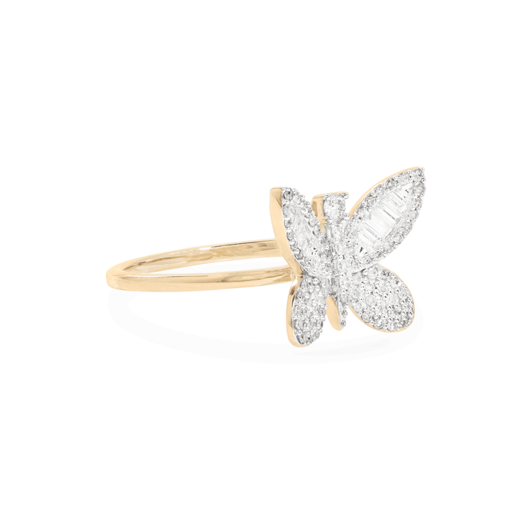 Stone and Strand 10K Yellow Gold Jumbo Butterfly Diamond Ring Side Image