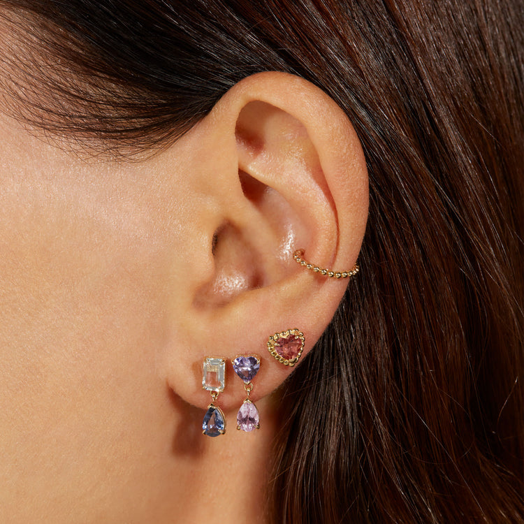 Image of 10K Yellow Gold Just the Two of Us Geranium Drop Earrings with Stone and Strand Earrings