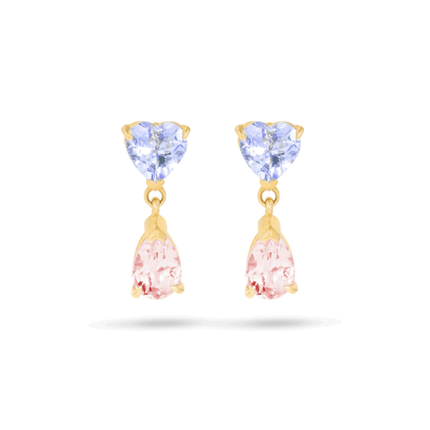 Stone and Strand 10K Yellow Gold Just the Two of Us Geranium Drop Earrings Front Image