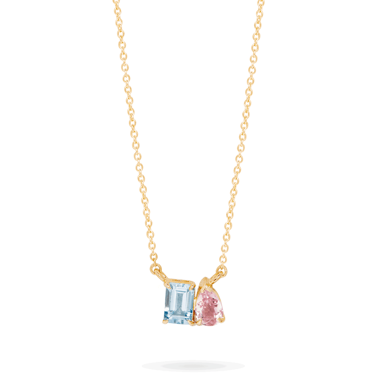 Stone and Strand 10K Yellow Gold Just the Two of Us Pastel Necklace Close Up Image
