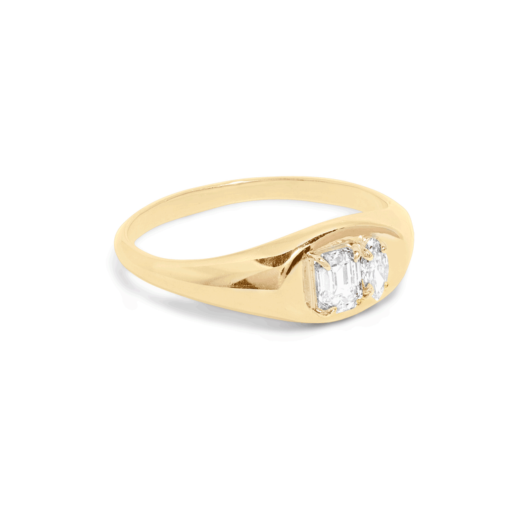 Stone and Strand 14K Yellow Gold Large Lab-Created Diamond Soiree Signet Side Image