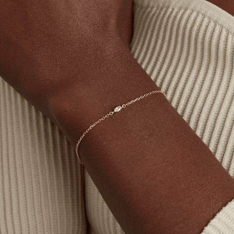 Image of 14K Yellow Gold Lab-Created Diamond Marquise Bracelet on Models Arm