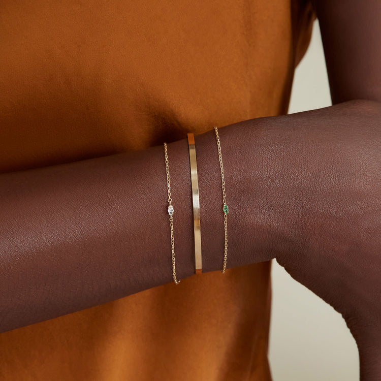 Image of 14K Yellow Gold Lab-Created Diamond Marquise Bracelet with Stone and Strand Bracelets