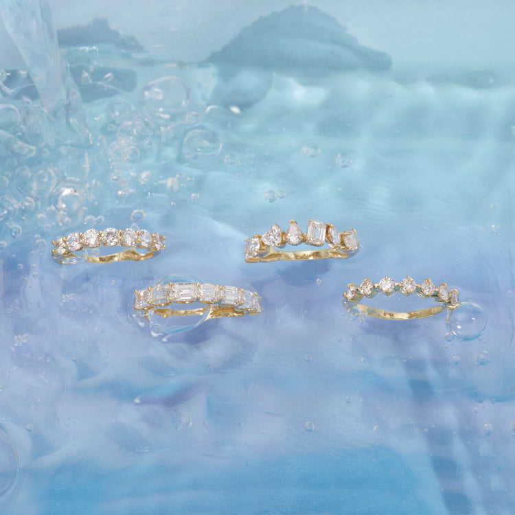 Still life image of Lucky Seven Lab-Created Diamond Band with Stone and Strand solid gold jewelry