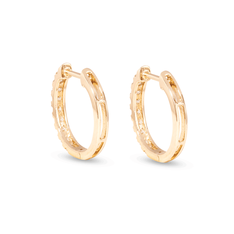 Stone and Strand 14K Yellow Gold Large Diamond Pave Huggie Earrings Rear Image