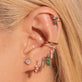 Image of 14K Yellow Gold Large Diamond Studs with Stone and Strand Earrings