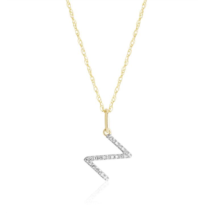 Large Pave Diamond Initial Charm Necklace