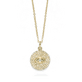Stone and Strand 10K Yellow Gold Large Pave Evil Eye Diamond and Aquamarine Necklace Close Up Image