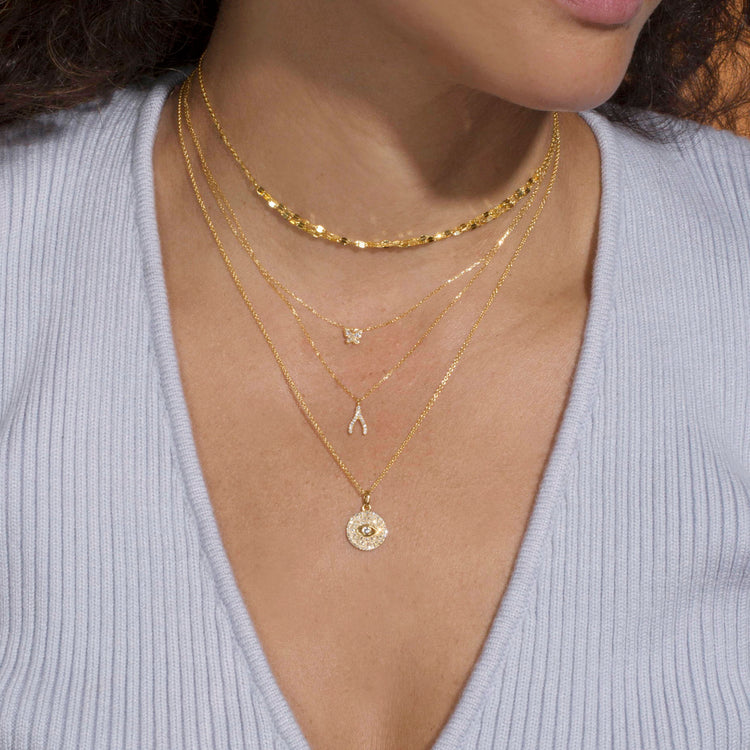 Layered evil eye necklace deals