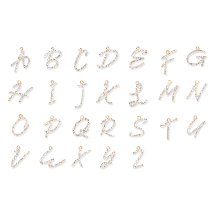 Stone and Strand 10K Yellow Gold Large Pave Scripted Initial Diamond Charm Initials Image