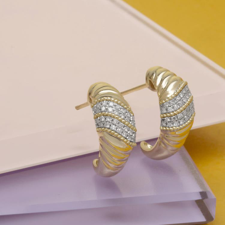 Stone and Strand 10K Yellow Gold Le Grande Cupola Diamond Huggies Editorial Image