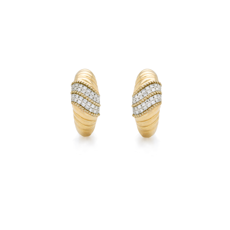 Stone and Strand 10K Yellow Gold Le Grande Cupola Diamond Huggies Front Image