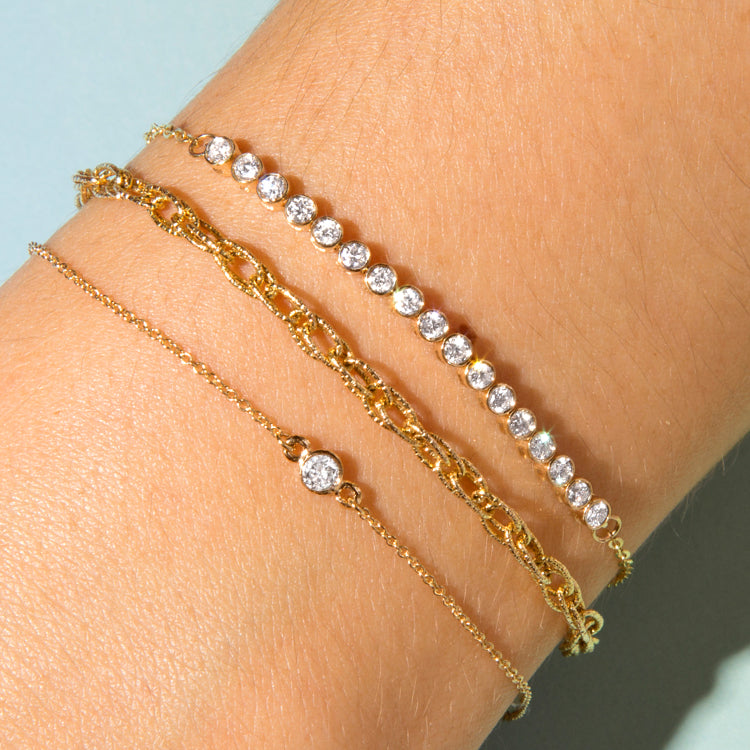 Image of 10K Yellow Gold Let It Slide Diamond Tennis Bracelet with Stone and Strand Bracelets