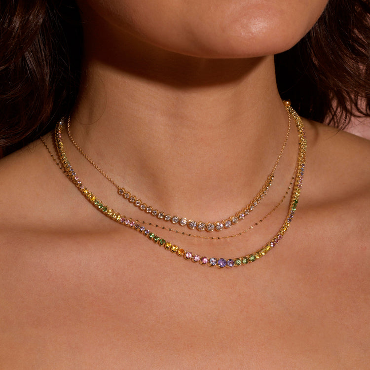 Image of 10K Yellow Gold Let It Slide Diamond Tennis Necklace with Stone and Strand Necklaces