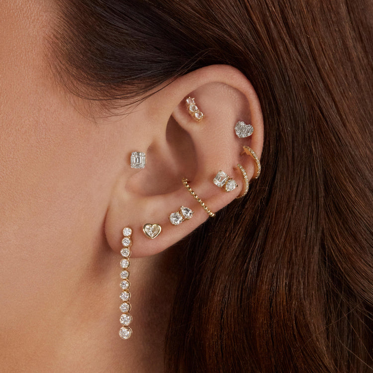 Image of 10K Yellow Gold Let It Slide Tennis Earrings with Stone and Strand Earrings