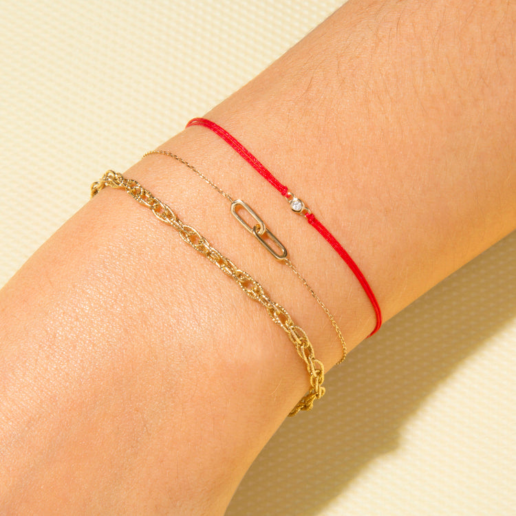 Image of 14K Yellow Gold Linked Up Bracelet with Stone and Strand Bracelets