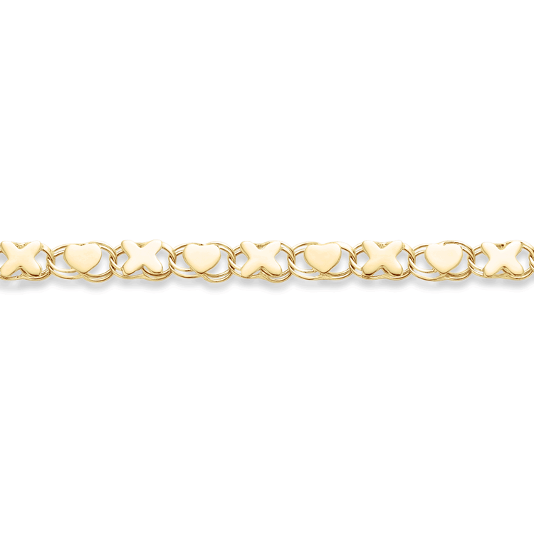 Stone and Strand 10K Yellow Gold Love and Kisses Bracelet Close Up Image