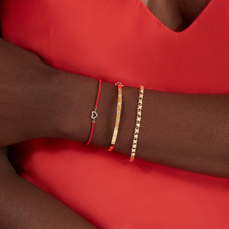 Image of 10K Yellow Gold Love and Kisses Bracelet with Stone and Strand Bracelets