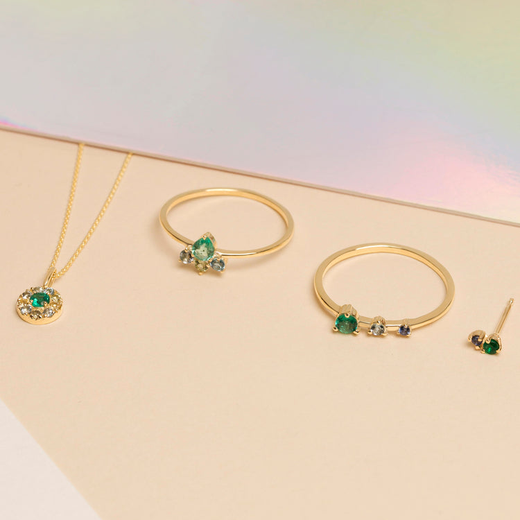 Lucky Emerald Crown Ring