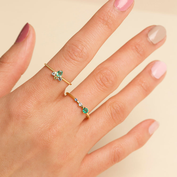 Lucky Emerald Crown Ring