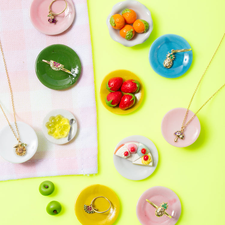 Still life image of Magic Mushroom Necklace with Stone and Strand solid gold jewelry