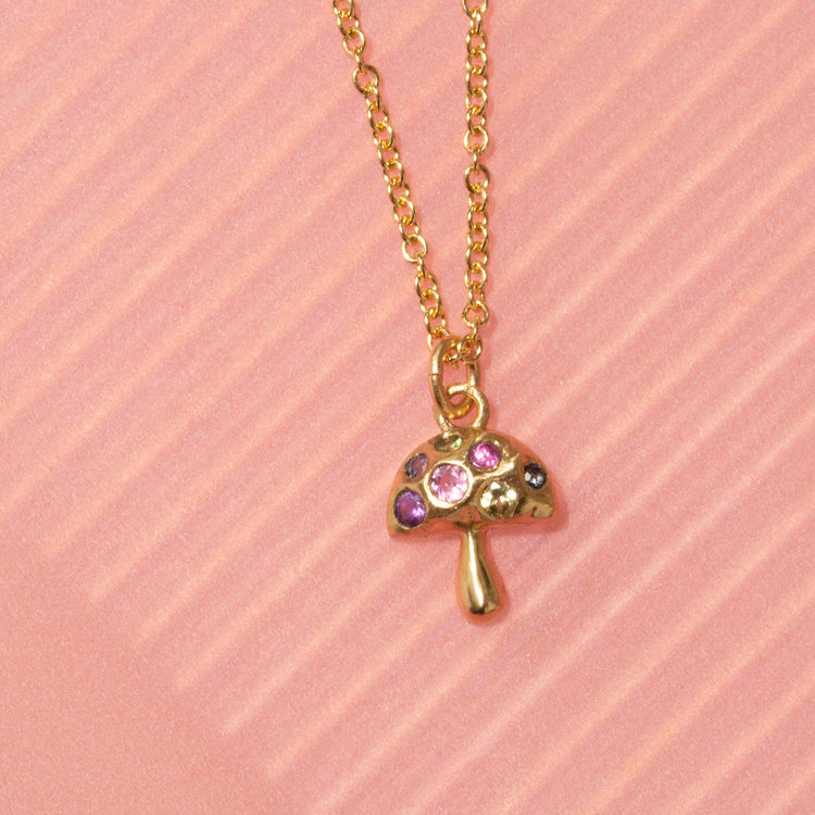Stone and Strand 10K Yellow Gold Magic Mushroom Gemstone Necklace Editorial Image