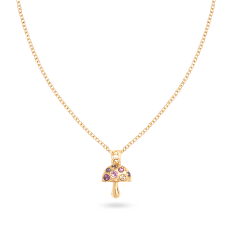 Stone and Strand 10K Yellow Gold Magic Mushroom Gemstone Necklace Front Image