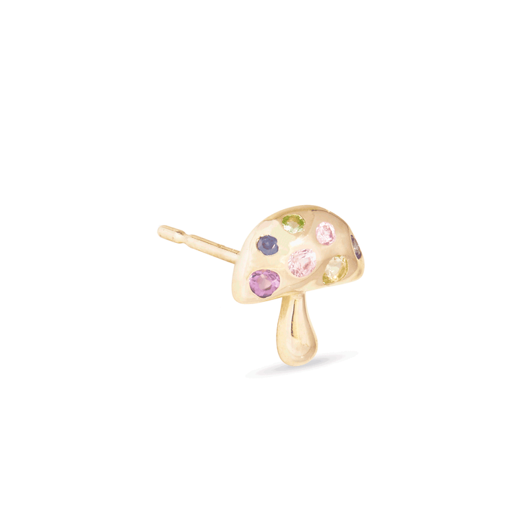 Stone and Strand 10K Yellow Gold Magic Mushroom Stud with Gemstones Side Image
