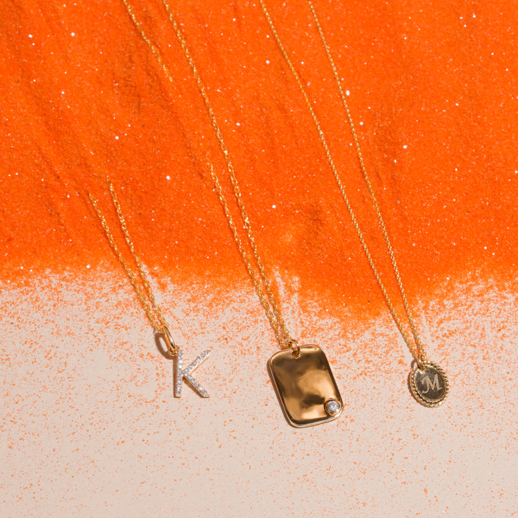 Still life image of Make It Yours Mini Medallion Necklace with Stone and Strand solid gold jewelry