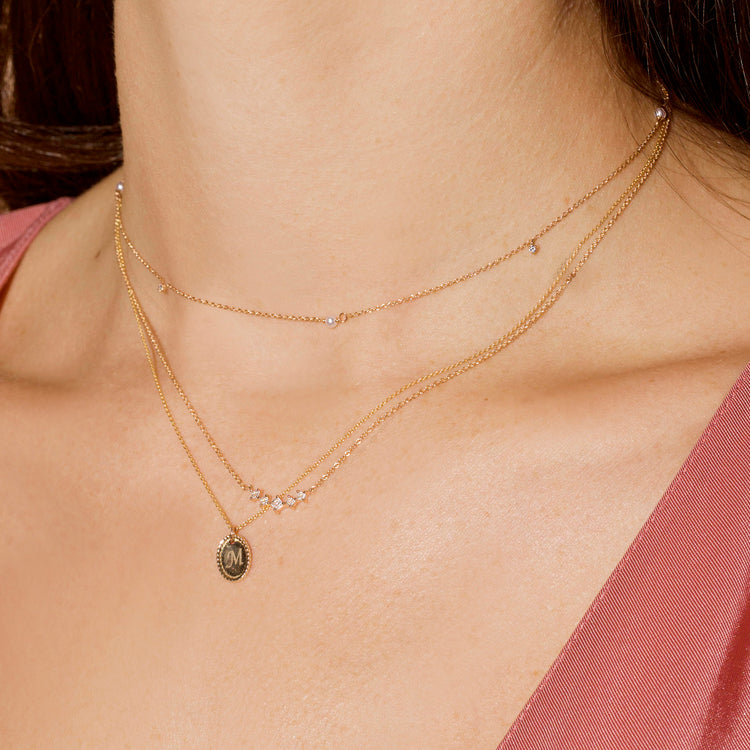 Image of 10K Yellow Gold Make It Yours Mini Medallion Necklace with Stone and Strand Necklaces