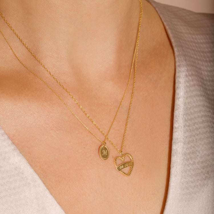 Image of 10K Yellow Gold Make It Yours Mini Medallion Necklace with Stone and Strand Necklaces