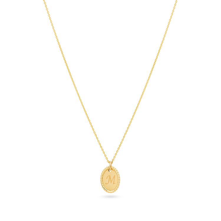 Stone and Strand 10K Yellow Gold Make It Yours Mini Medallion Necklace Front Engraved Image