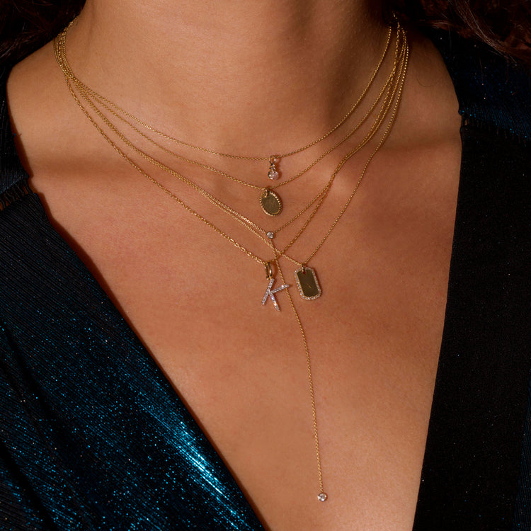 Image of 10K Yellow Gold Make It Yours Mini Medallion Necklace with Stone and Strand Necklaces