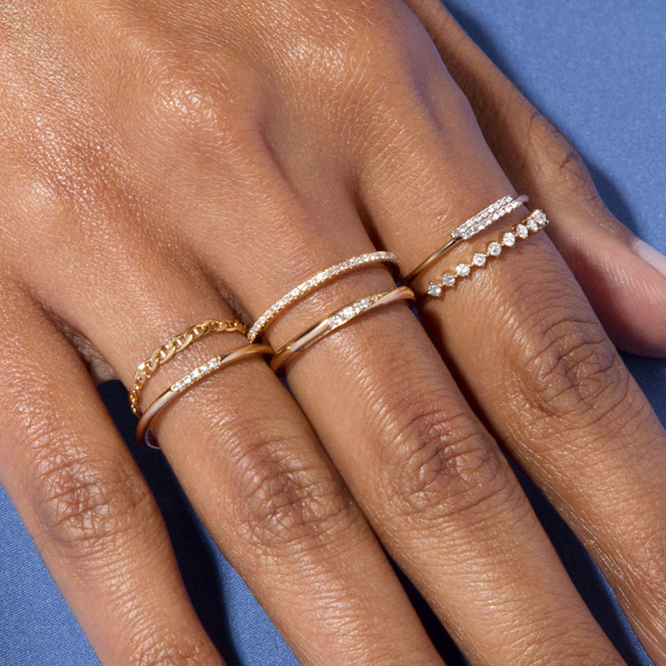 Image of 10K Yellow Gold Maritime Chain Ring with Stone and Strand Rings