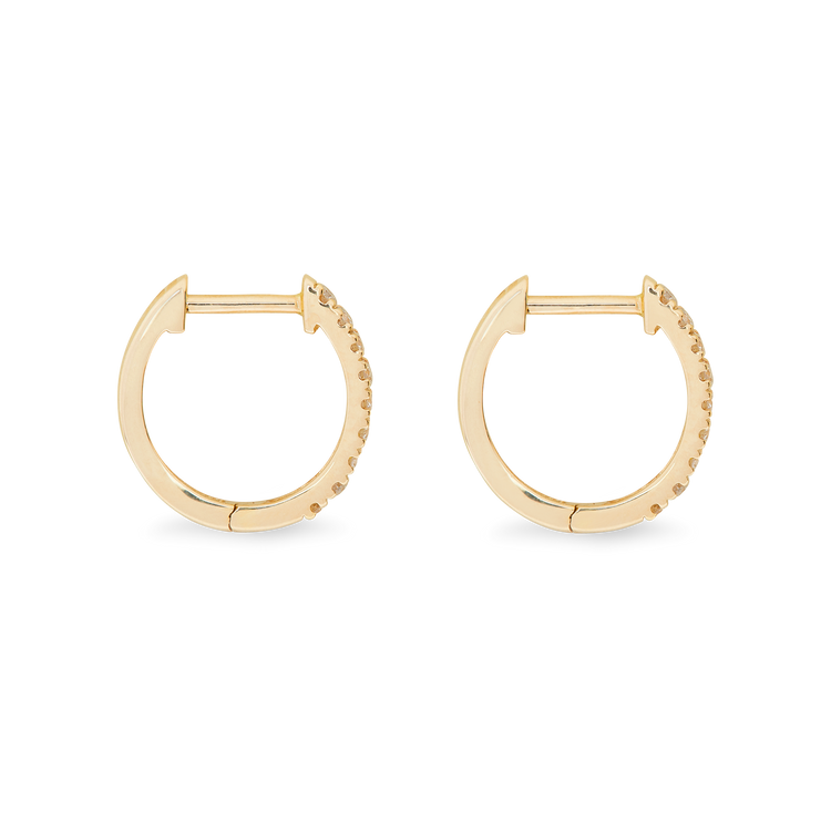 Stone and Strand 10K Yellow Gold Diamond Pave Huggie Earrings Rear Image