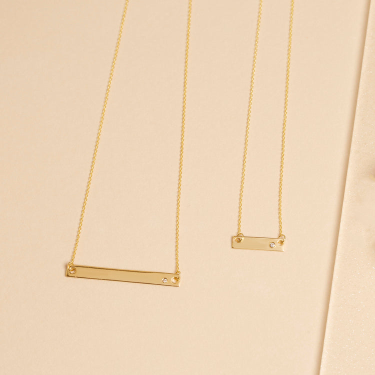Medium Horizontal Bar Necklace with Diamond