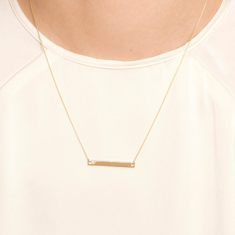 Medium Horizontal Bar Necklace with Diamond