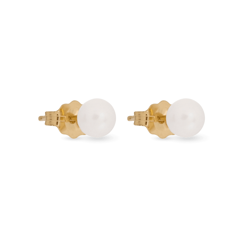 Stone and Strand 14K Yellow Gold Medium Pearl Earrings Side Image