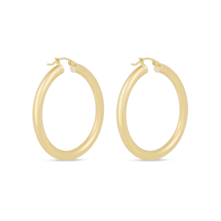 Stone and Strand 14K Yellow Gold Medium Hollow Hoop Earrings Rear Image