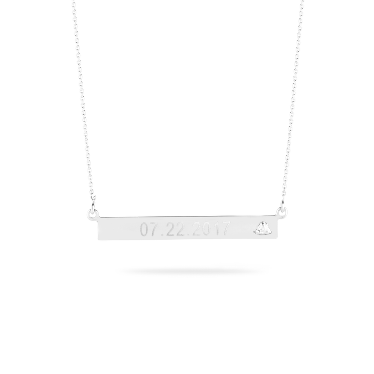 Medium Horizontal Bold Bar Necklace with Teeny Diamond