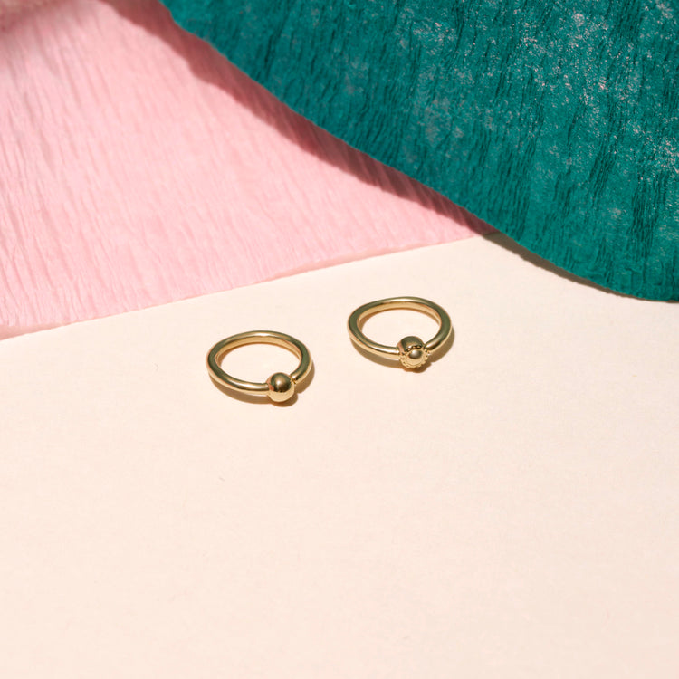 Milgrain Fixed Bead  Piercing Earring