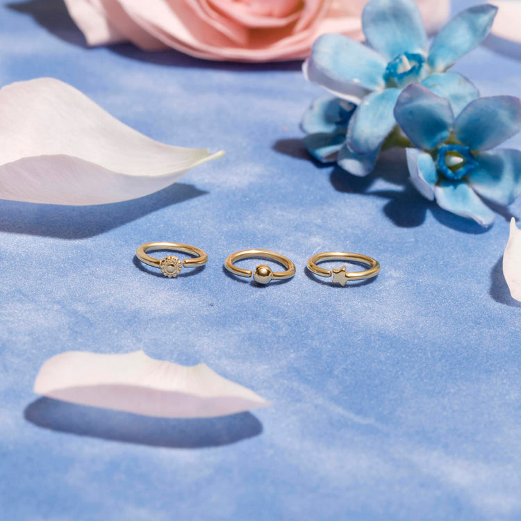 Milgrain Fixed Bead  Piercing Earring