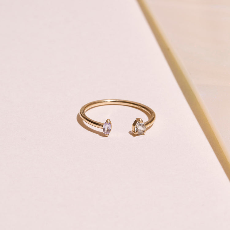 Mind The Gap Open Gemstone Ring