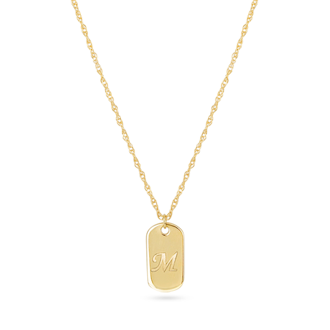 Mini dog 2025 tag initial necklace